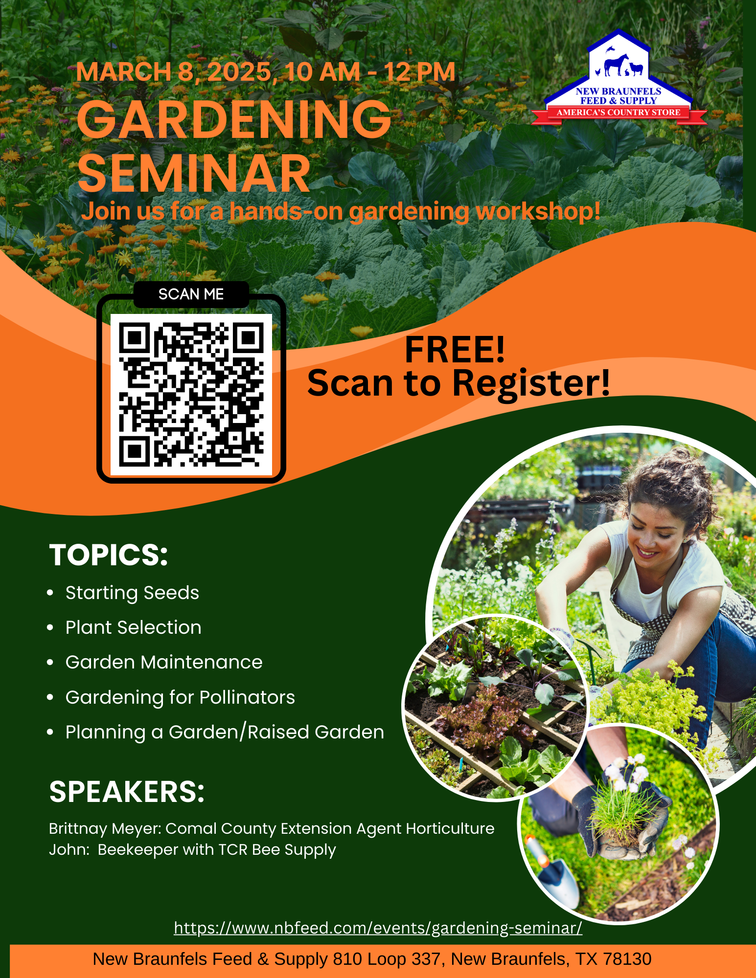 NB Feed Gardening Seminar on March 8, 2025 from 10AM to Noon.